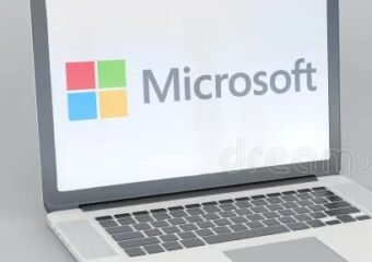 Microsoft logo on a computer