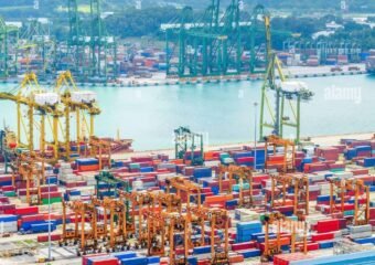 singapore port container trade shipping aerial