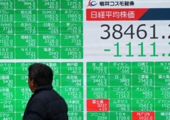 US stock market electronic board Tokyo