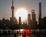 china-flag-shanghai-sunrise-