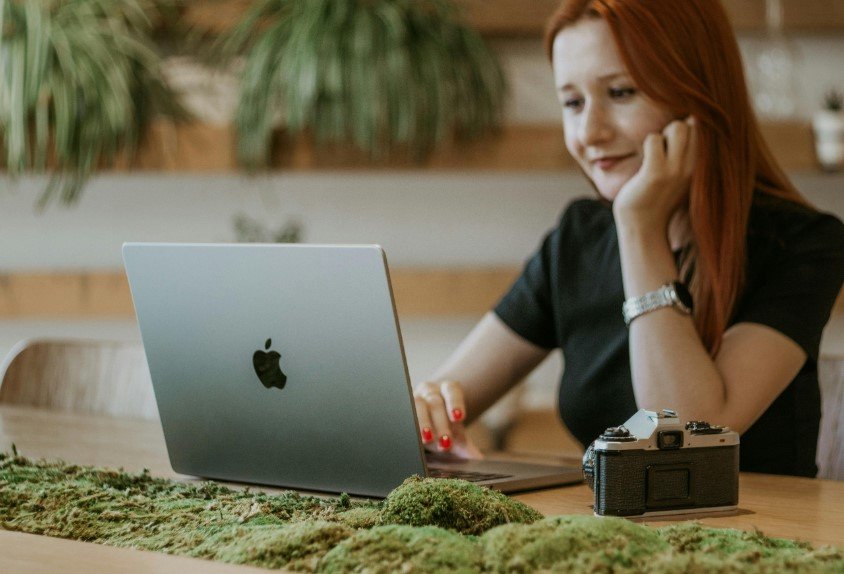 woman using laptop