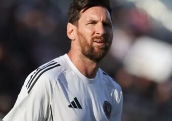 Ross Chastain at soccer match with Lionel Messi at FIFA