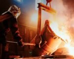 UK steelworkers at blast furnace