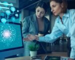 small business owner using ai tools on laptop