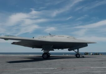 X-47B unmanned drone aircraft carrier launch