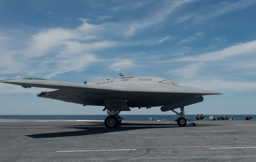 X-47B unmanned drone aircraft carrier launch