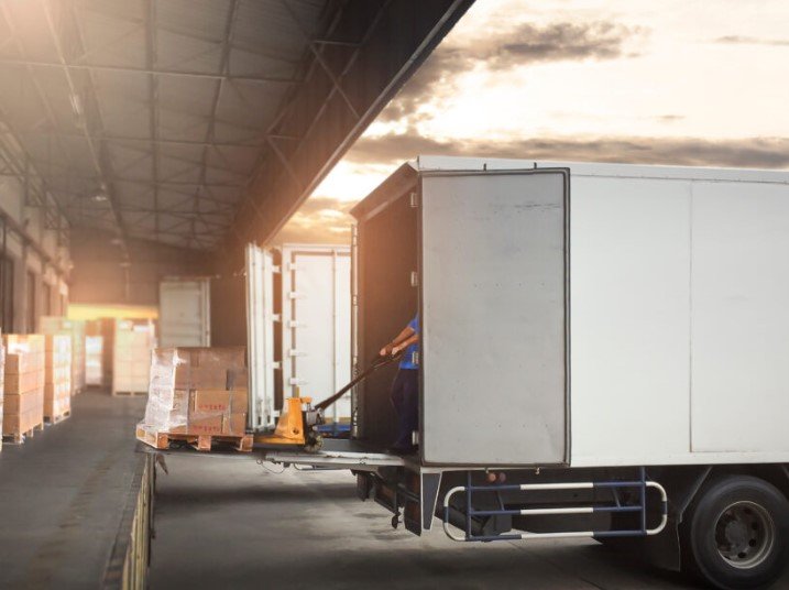 business renovation staging area logistics delivery trucks