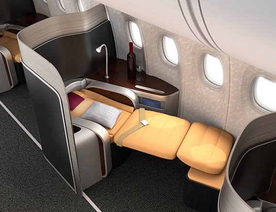 business class airplane cabin
