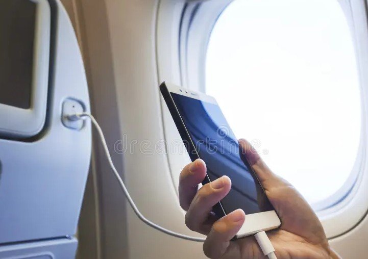 airplane cabin with charger