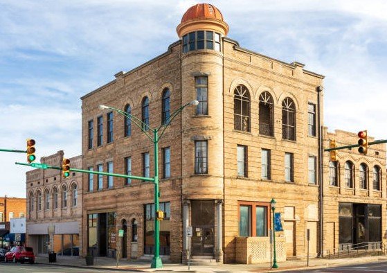 bank small town usa building