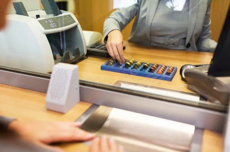 Vietnam bank teller counting