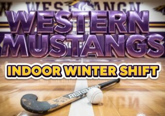 Western Mustangs field hockey indoor gym practice