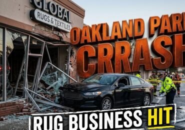 Car Crashes Into Oakland Park Rug Business in Dramatic Early Morning Impact