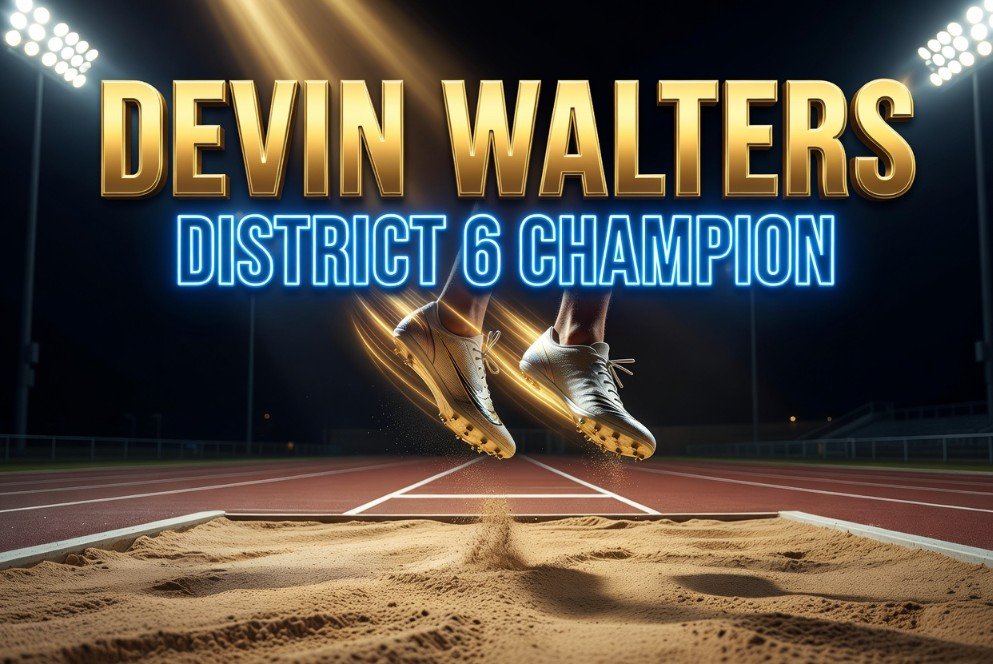 Hollidaysburg freshman track athlete winning District 6 long jump