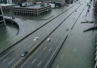 Atlanta Downtown Connector flash flood blocks rush-hour traffic on Interstate 75/85.