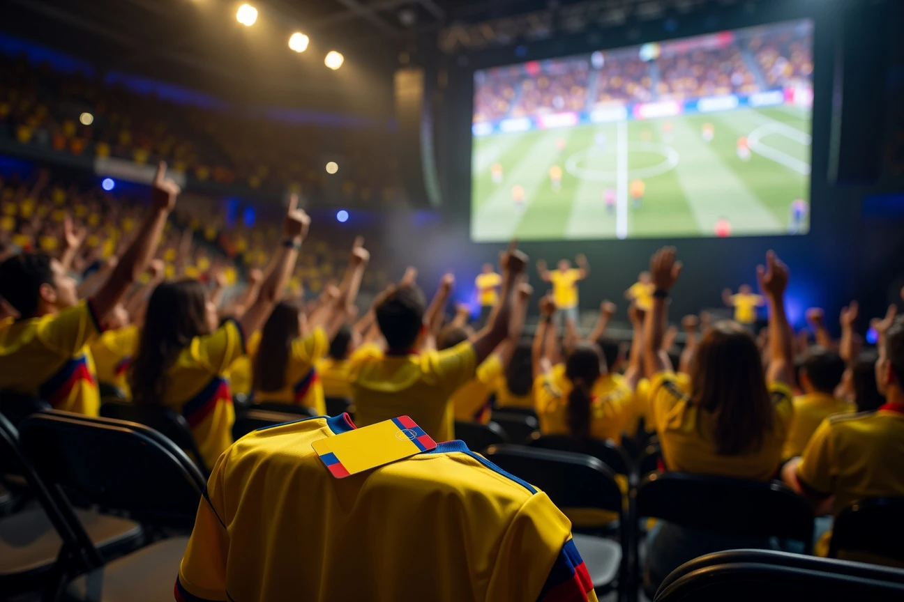 Colombian banks World Cup 2026 sponsorship event at Movistar Arena Bogotá.