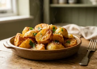 Emily Blunt roast potatoes rumor cleared up over crispy English roasted potatoes.
