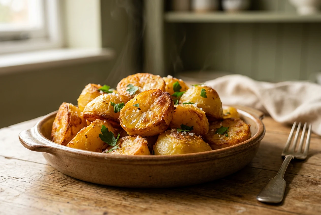 Emily Blunt roast potatoes rumor cleared up over crispy English roasted potatoes.