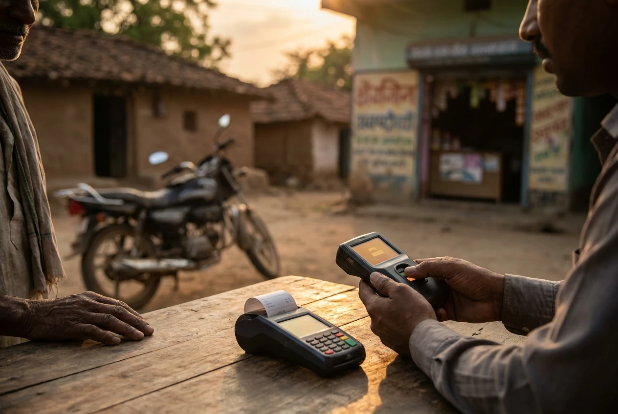 India village banking coverage reaches 99.92 percent with rural correspondent access points.