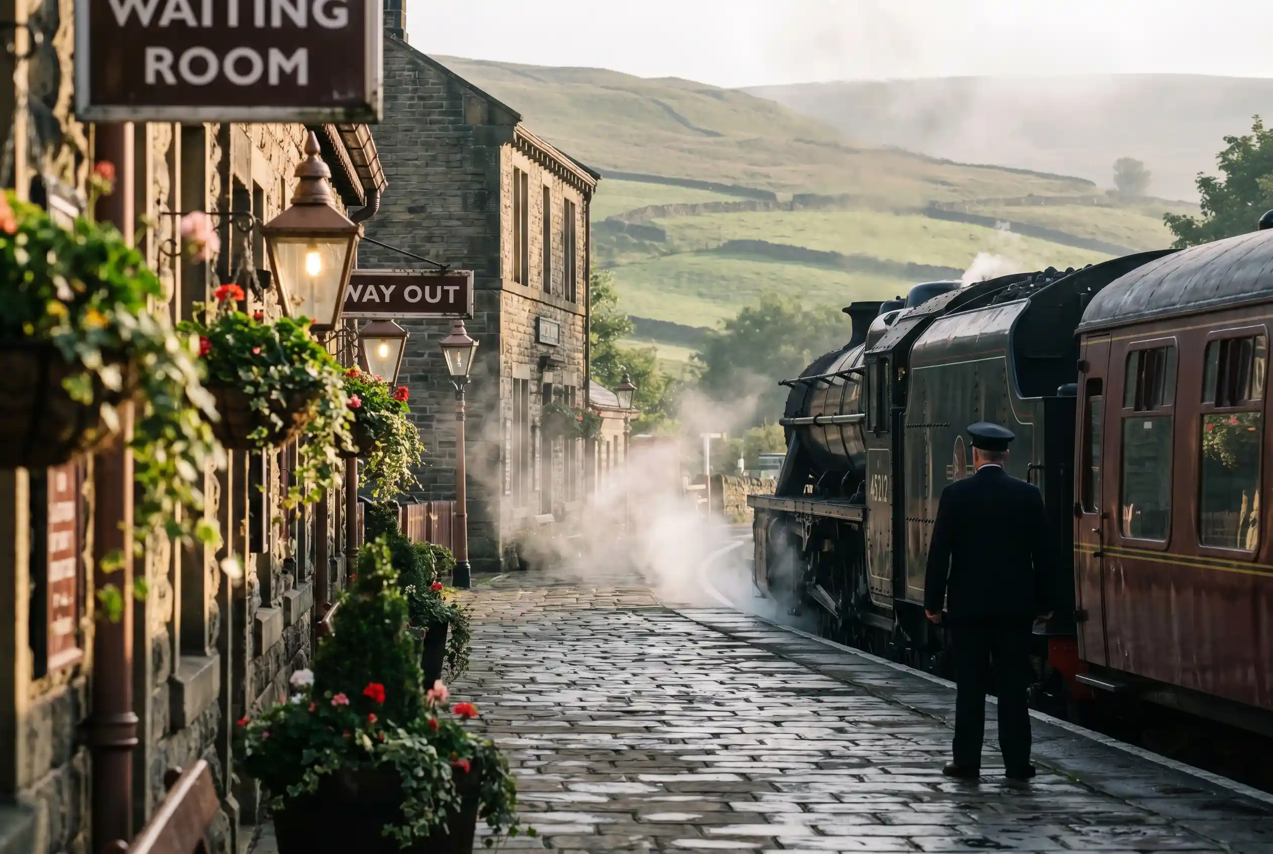The Railway Children filming location at Oakworth Station on the Keighley and Worth Valley heritage line.