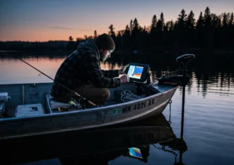 forward facing sonar screen on a Minnesota fishing boat
