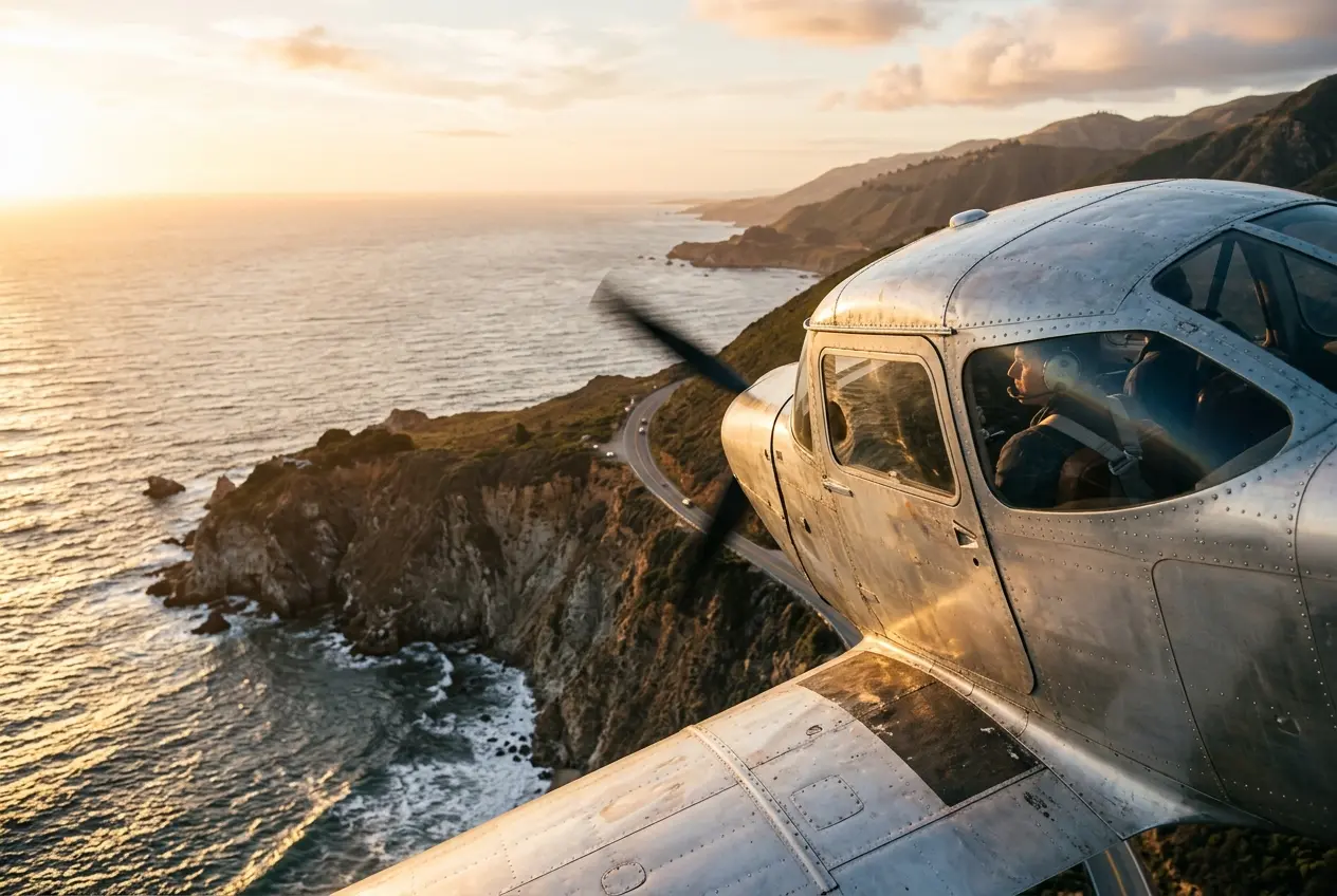 Google Earth web flight simulator over a coastline