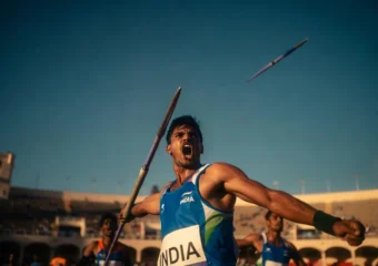 Indian athletes celebrating national record-breaking performances at Bhubaneswar athletics championships