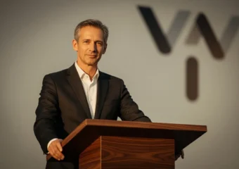 Vontobel co-CEO Georg Schubiger at Swiss wealth banks lectern