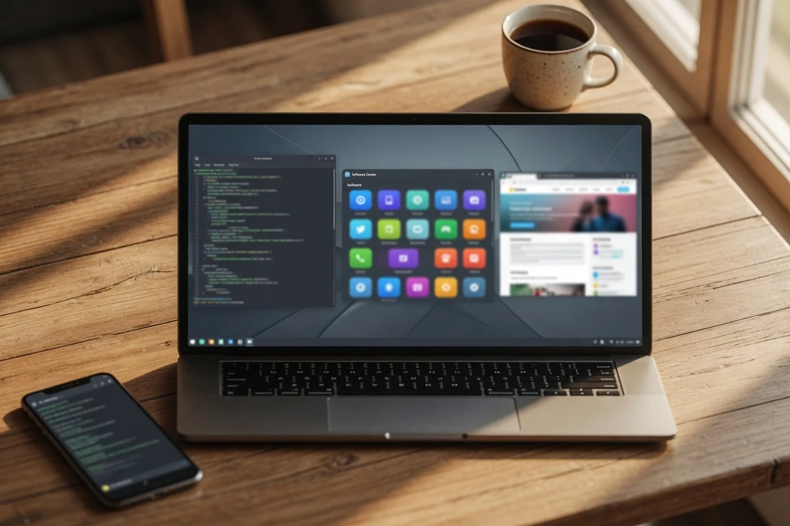 Linux app installation methods on a desktop workspace