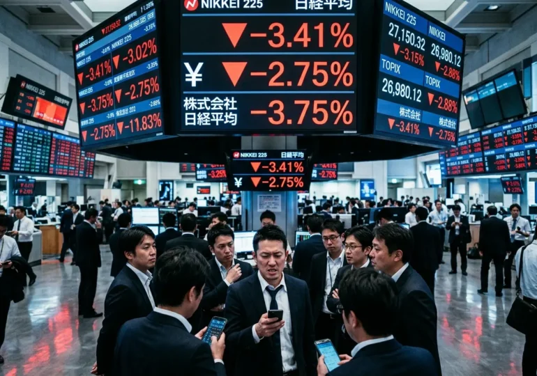 Japan’s Nikkei Falls in Volatile Trade as Tech Tracks Nasdaq Selloff