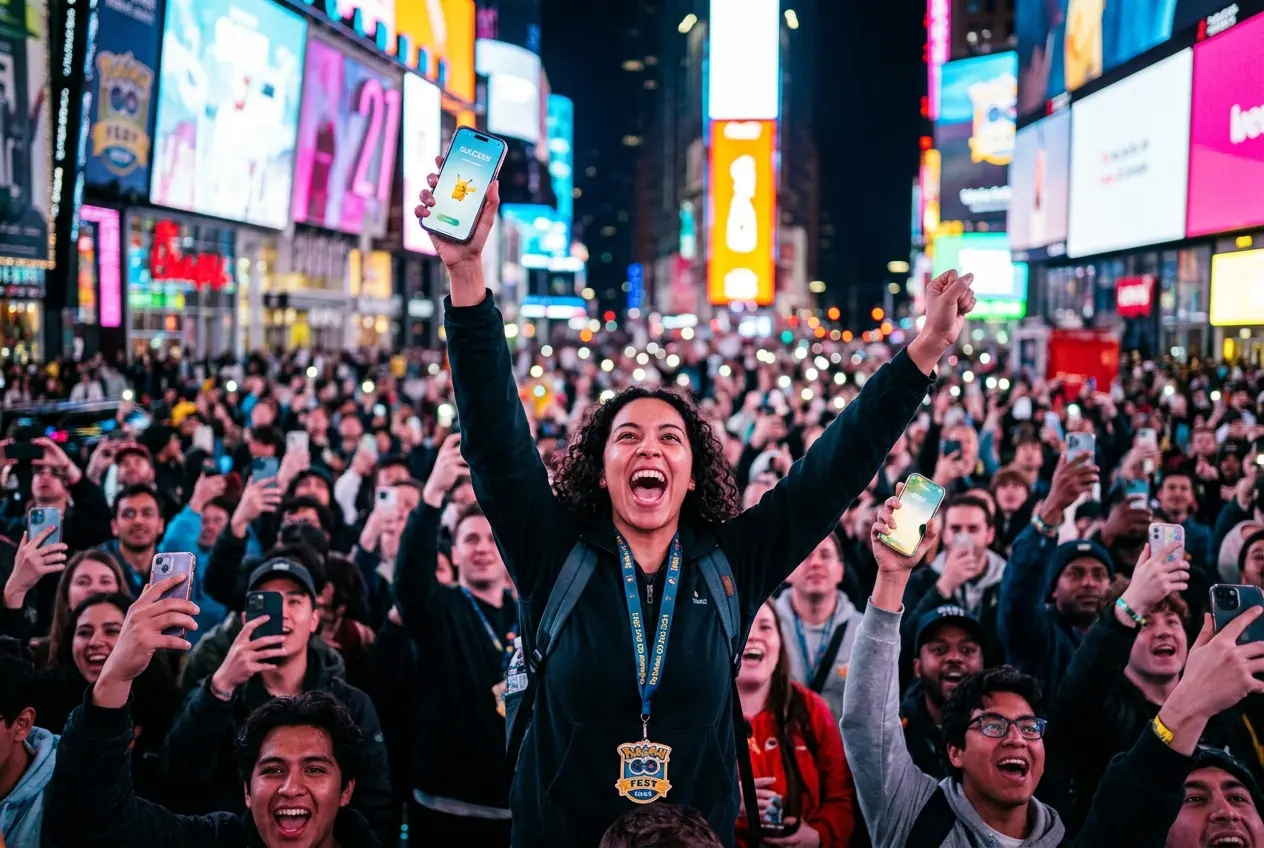 Pokémon Go 10th anniversary Times Square raid moment