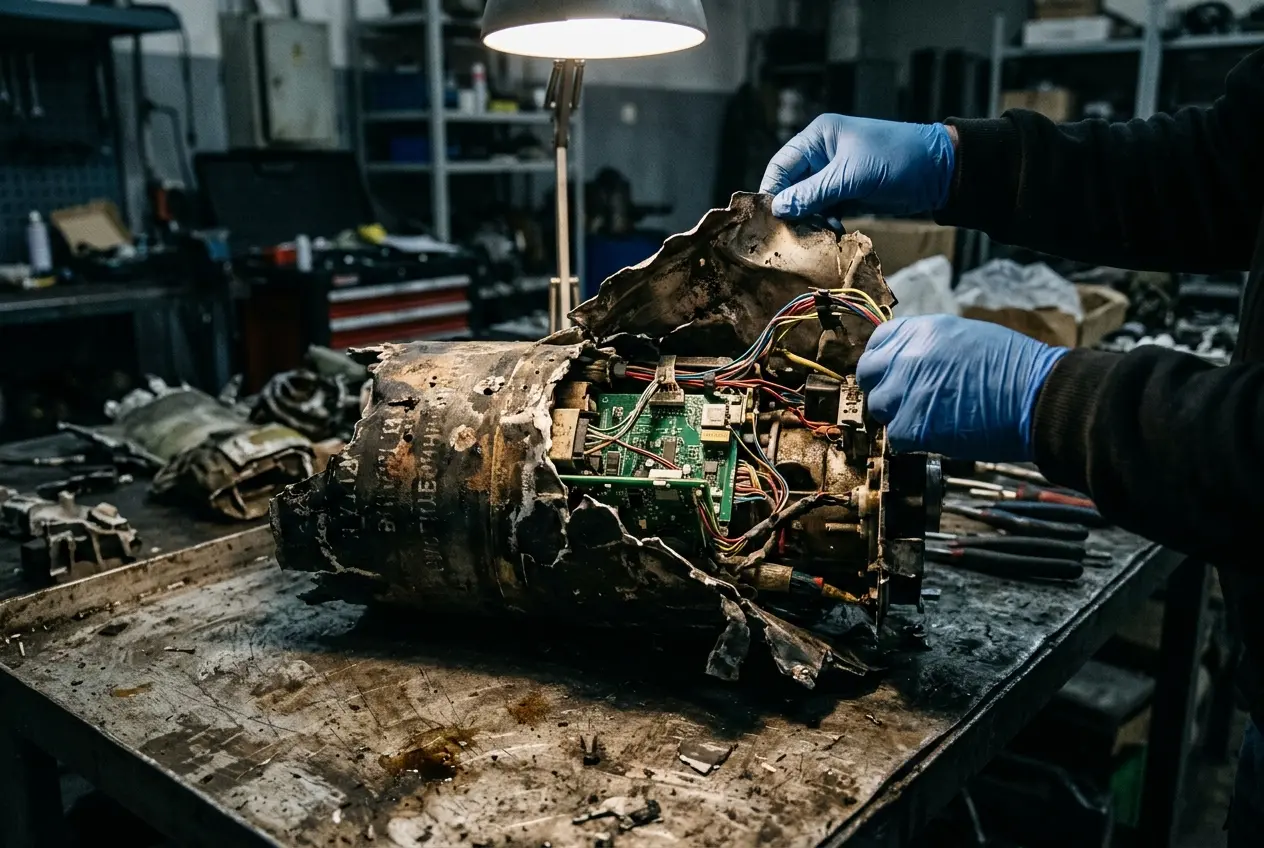 Russian missile fragment showing Japanese electronic components recovered in Ukraine