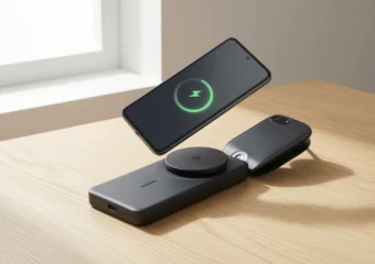 Anker MagGo power bank snapping onto Google Pixel 10