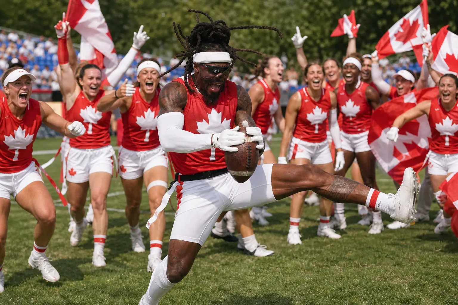 Canada women flag football world champions Olympic qualification Düsseldorf