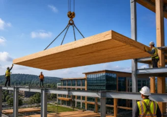 mass timber CLT panels crane data center construction big tech