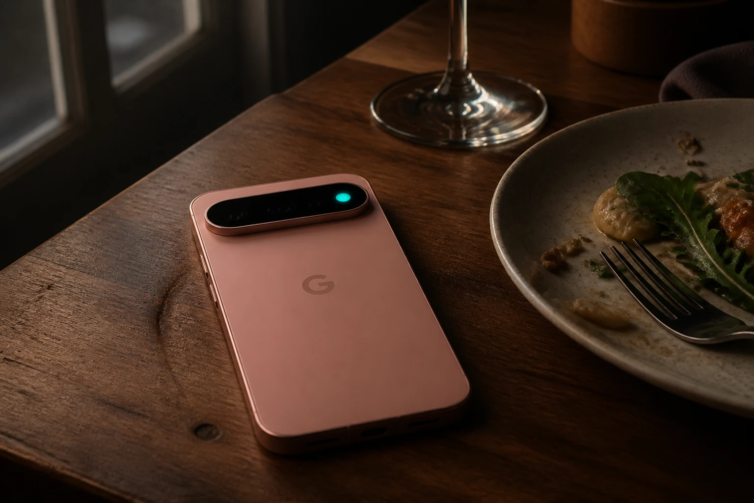 Pixel 11 Pro HiLight RGB ring glowing face down table
