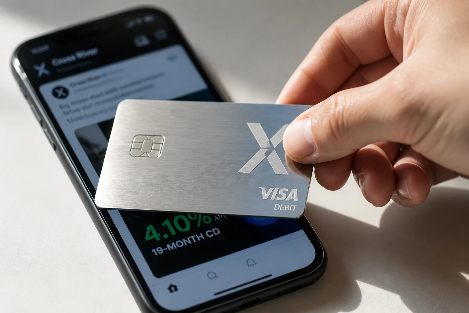 X Money Visa debit card Cross River Bank FDIC accounts