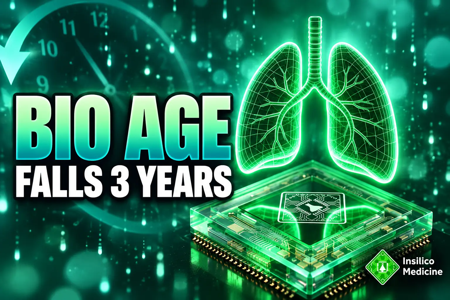 Rentosertib AI drug biological age clocks fall 3 years